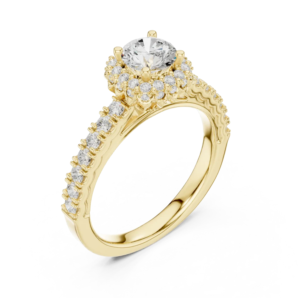 Discover the radiant allure of our pavé-set halo solitaire ring. Featuring a brilliant DIAMEUR diamond, it is the perfect symbol of modern luxury.