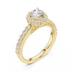 Luminary Round Brilliant Pavé-Set Halo Solitaire Ring