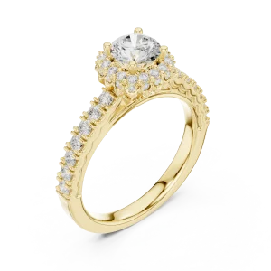 Luminary Round Brilliant Pavé-Set Halo Solitaire Ring