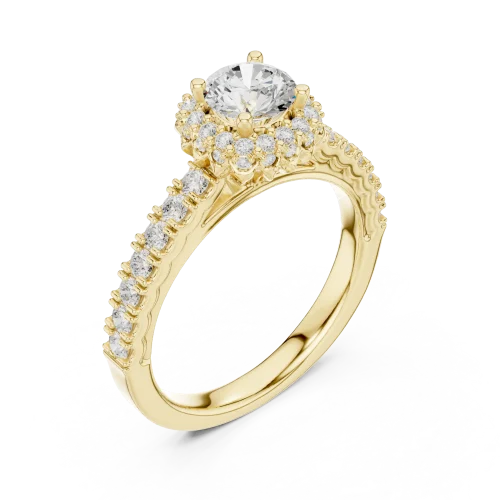 Luminary Round Brilliant Pavé-Set Halo Solitaire Ring