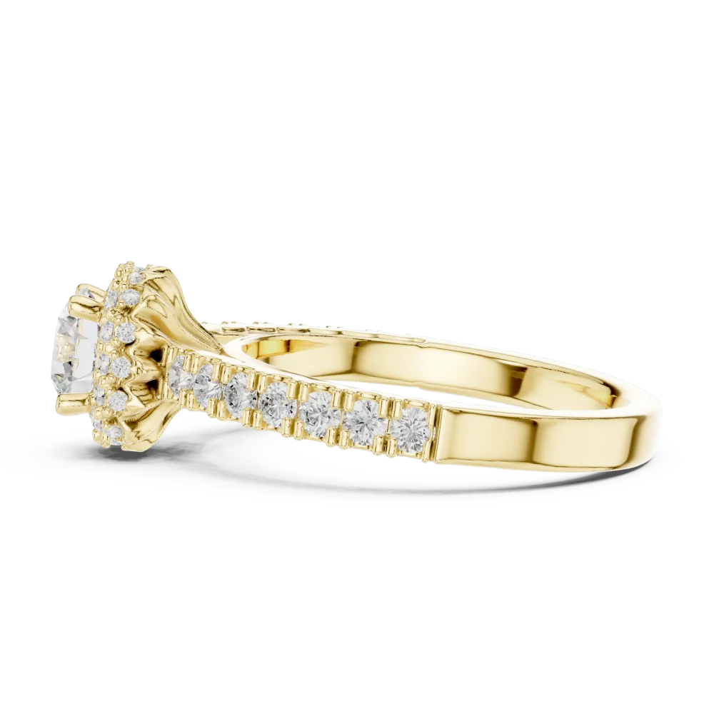 Luminary Round Brilliant Pavé-Set Halo Solitaire Ring - Image 4