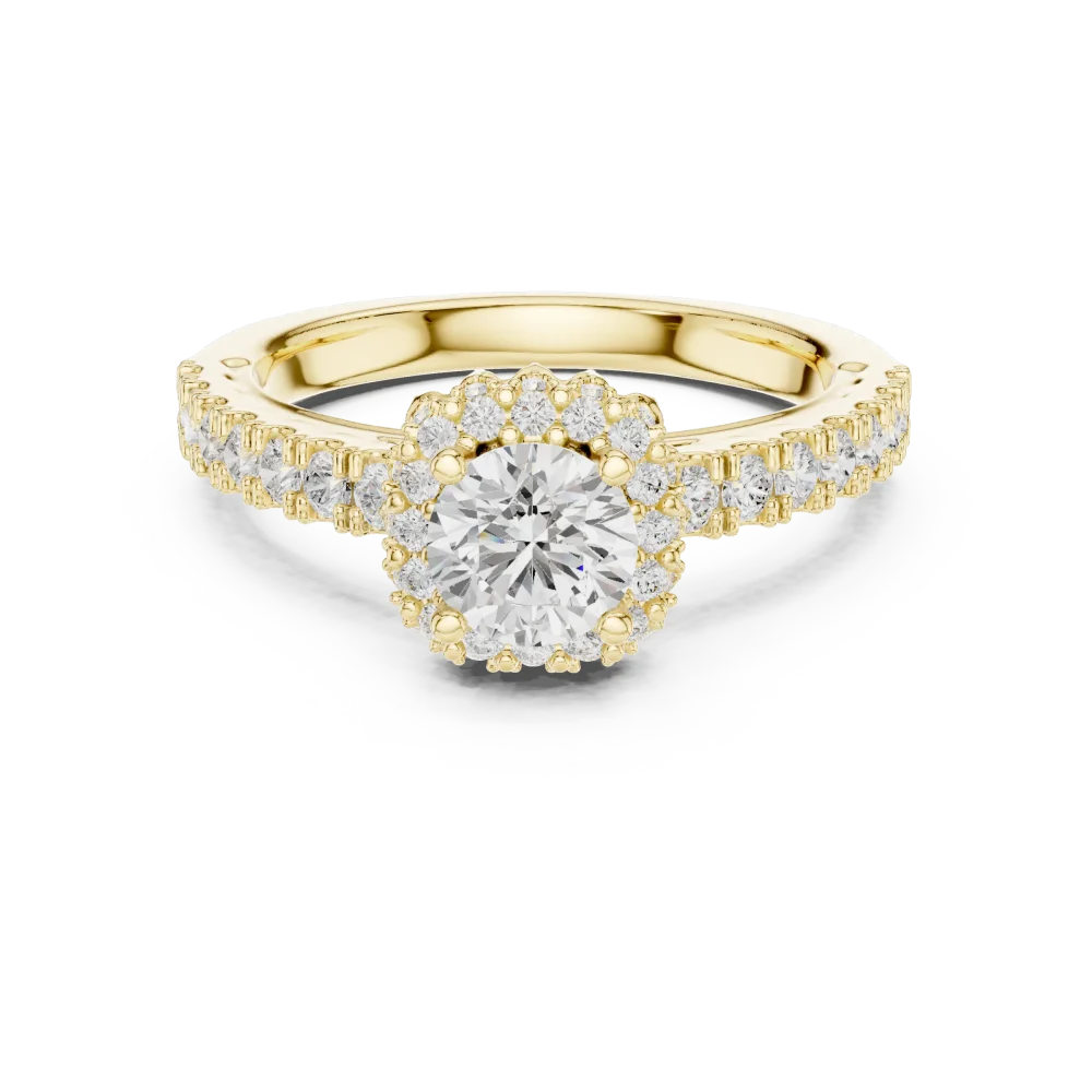 Luminary Round Brilliant Pavé-Set Halo Solitaire Ring - Image 2