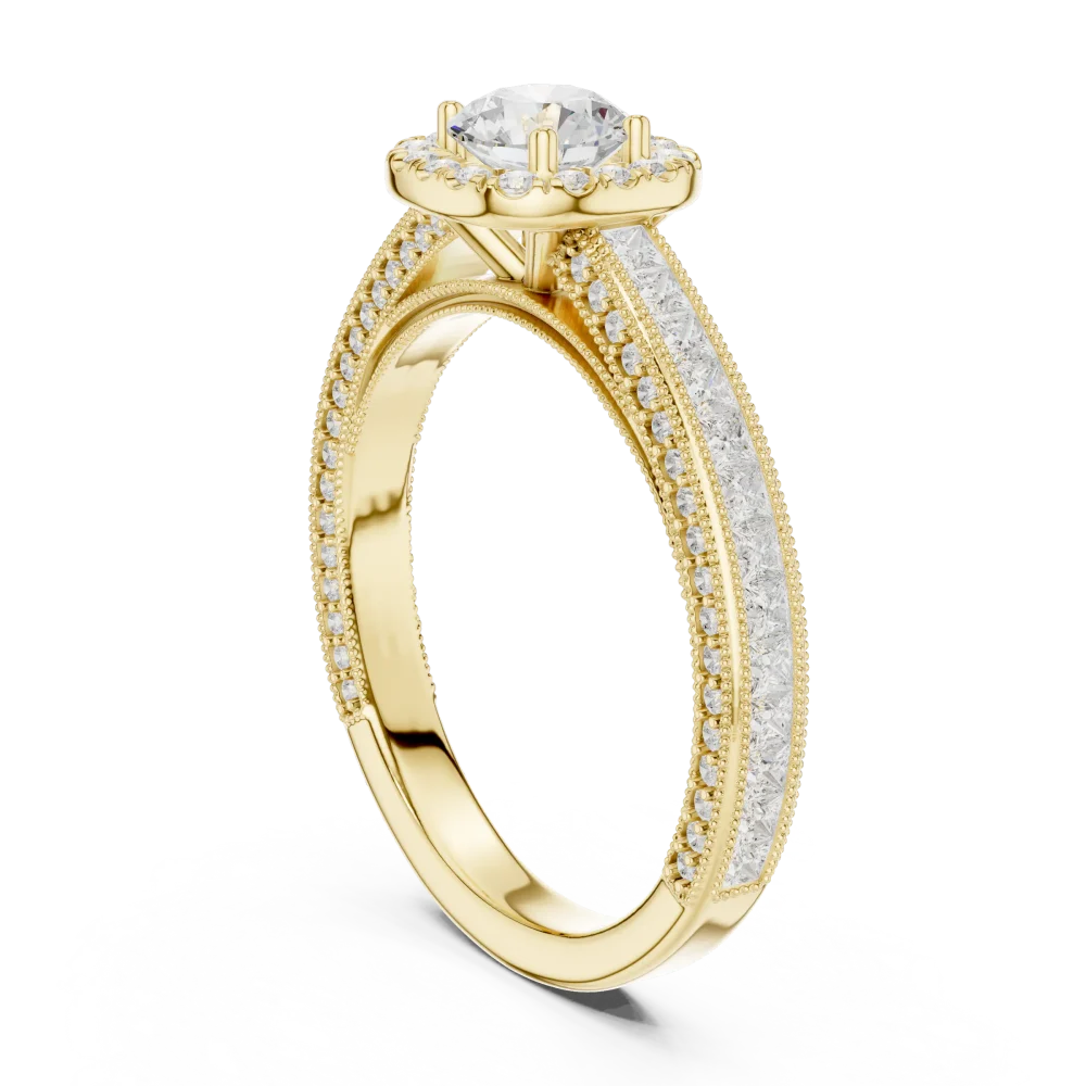 Luminary Round Brilliant Pavé-Set Princess Cut Solitaire Ring - Image 3