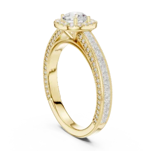 Luminary Round Brilliant Pavé-Set Princess Cut Solitaire Ring - Image 3