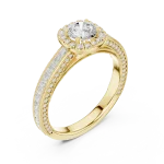 Luminary Round Brilliant Pavé-Set Princess Cut Solitaire Ring