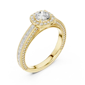 Luminary Round Brilliant Pavé-Set Princess Cut Solitaire Ring
