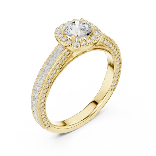 Luminary Round Brilliant Pavé-Set Princess Cut Solitaire Ring