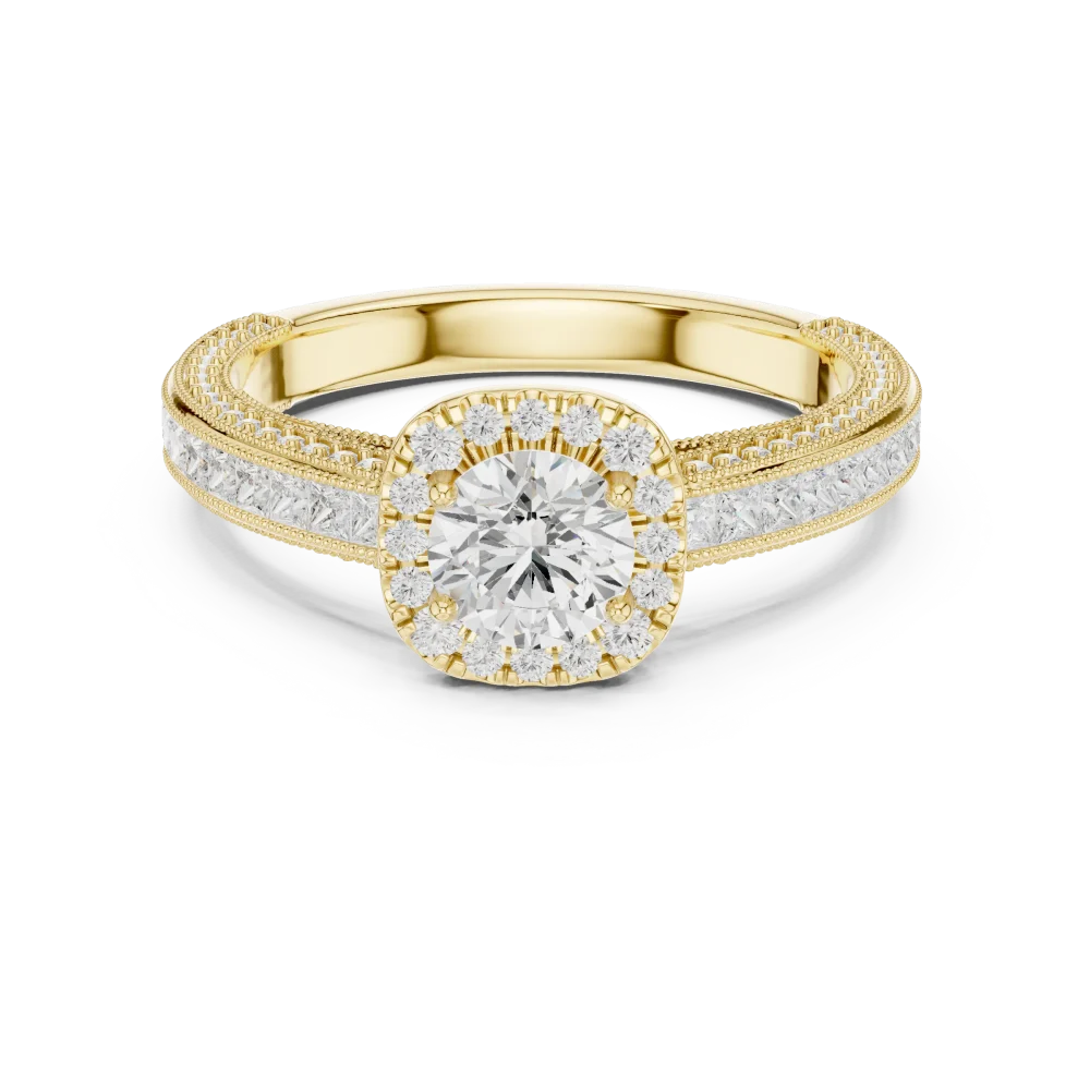 Luminary Round Brilliant Pavé-Set Princess Cut Solitaire Ring - Image 2