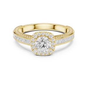 Luminary Round Brilliant Pavé-Set Princess Cut Solitaire Ring - Image 2