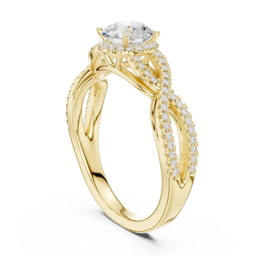 Ethereal Round Brilliant Interwoven Pavé-Set Solitaire Ring - Image 3