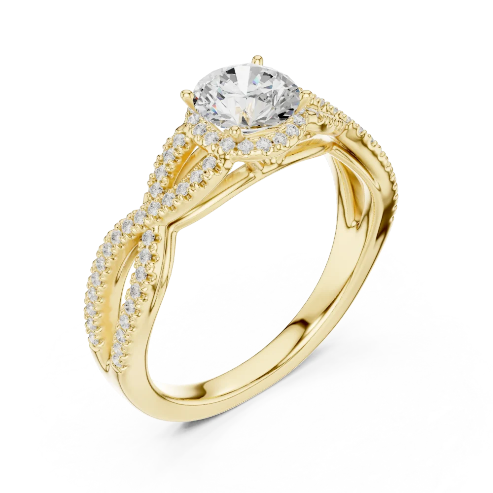 Discover the Ethereal Solitaire Ring, featuring an exquisite DIAMEUR diamond set in an elegant, modern interwoven band. Shop this luxury piece today.