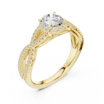 Ethereal Round Brilliant Interwoven Pavé-Set Solitaire Ring