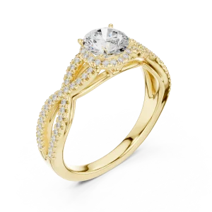 Ethereal Round Brilliant Interwoven Pavé-Set Solitaire Ring