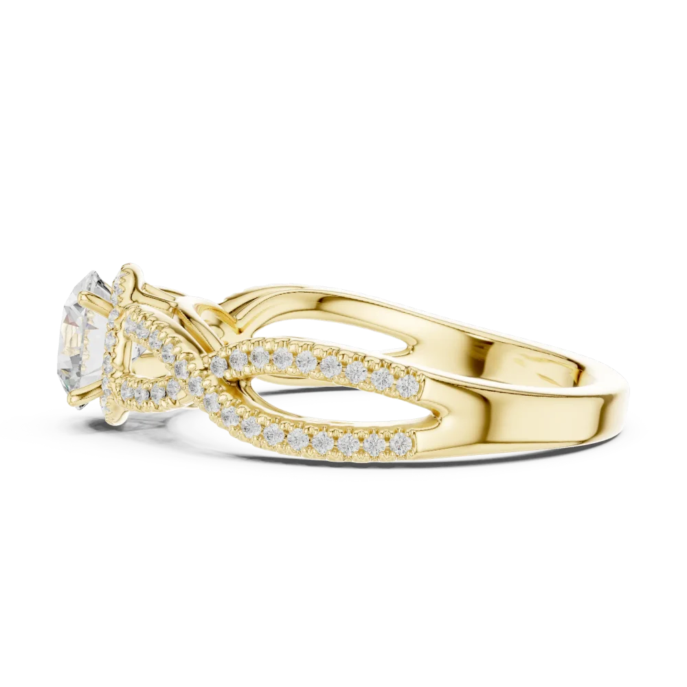 Ethereal Round Brilliant Interwoven Pavé-Set Solitaire Ring - Image 4