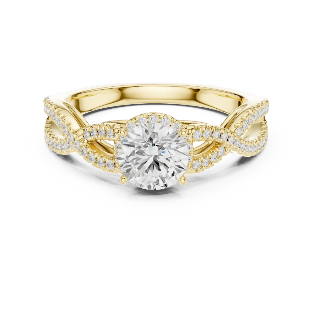 Ethereal Round Brilliant Interwoven Pavé-Set Solitaire Ring - Image 2