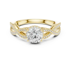 Ethereal Round Brilliant Interwoven Pavé-Set Solitaire Ring - Image 2