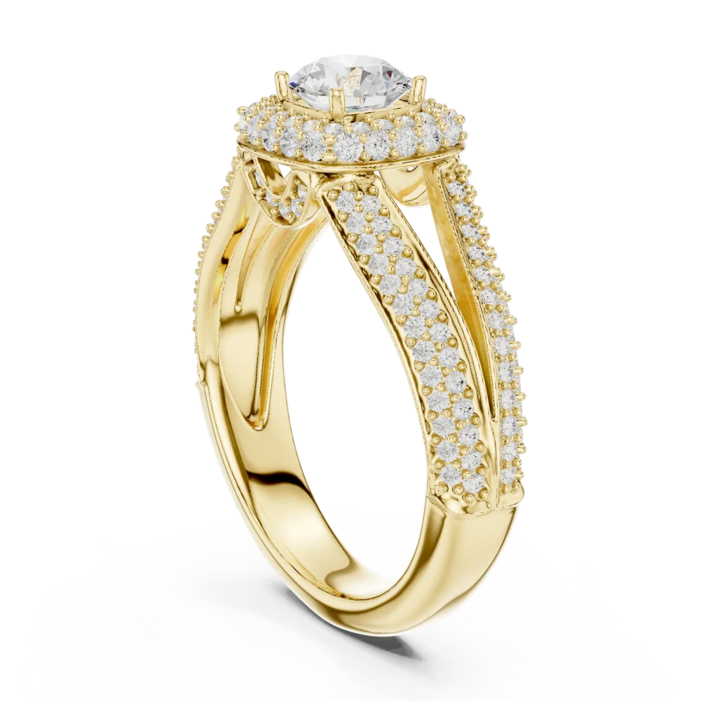 Luminary Round Brilliant Pavé-Set Double Shank Solitaire Ring - Image 3