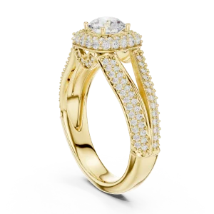 Luminary Round Brilliant Pavé-Set Double Shank Solitaire Ring - Image 3