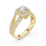 Luminary Round Brilliant Pavé-Set Double Shank Solitaire Ring