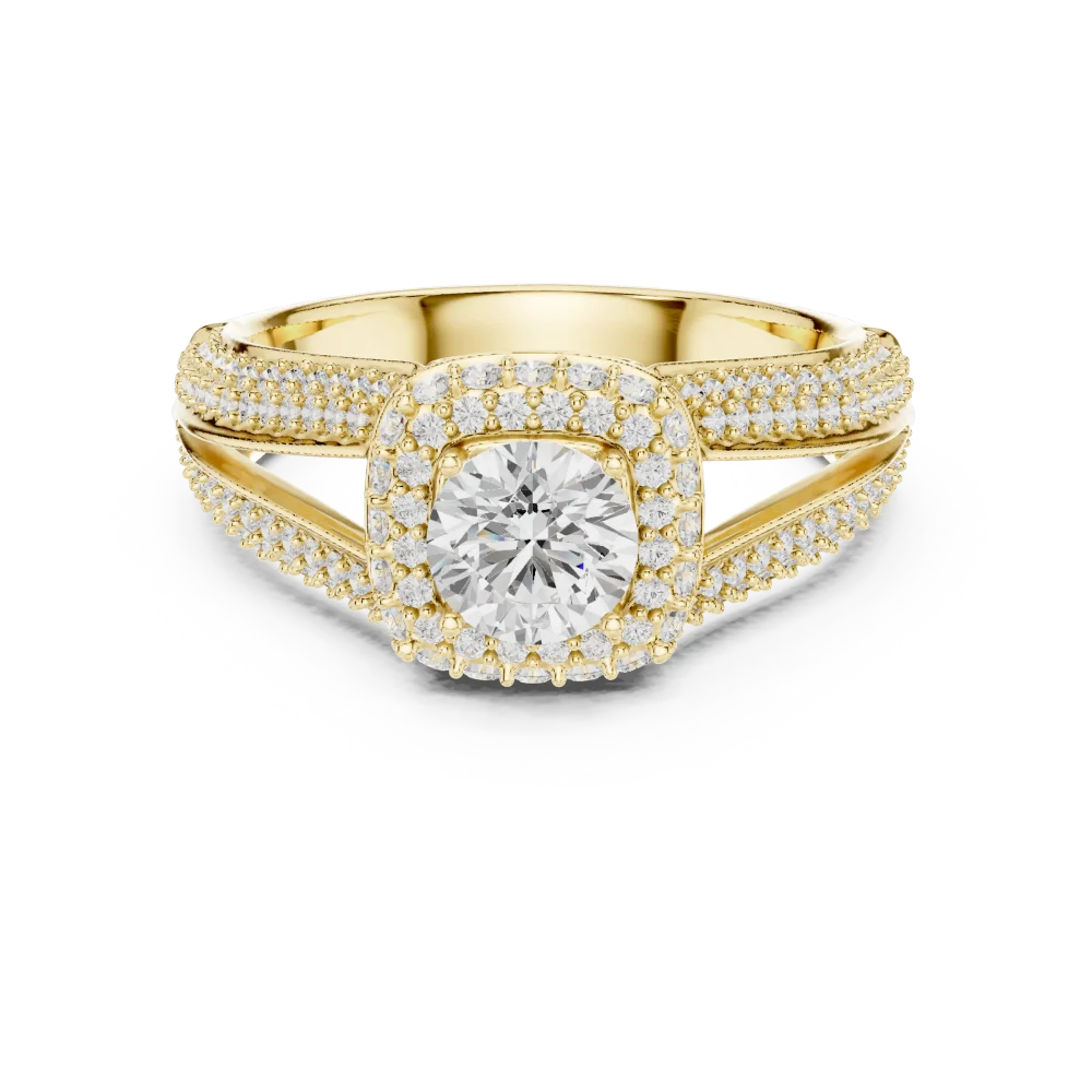 Luminary Round Brilliant Pavé-Set Double Shank Solitaire Ring - Image 2