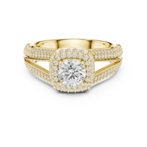Luminary Round Brilliant Pavé-Set Double Shank Solitaire Ring - Image 2