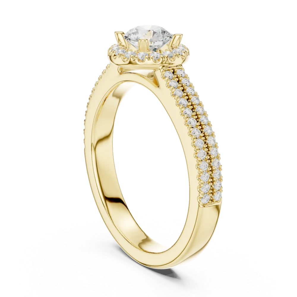 Luminary Round Brilliant Pavé-Set Halo Solitaire Ring - Image 3