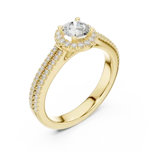 Luminary Round Brilliant Pavé-Set Halo Solitaire Ring