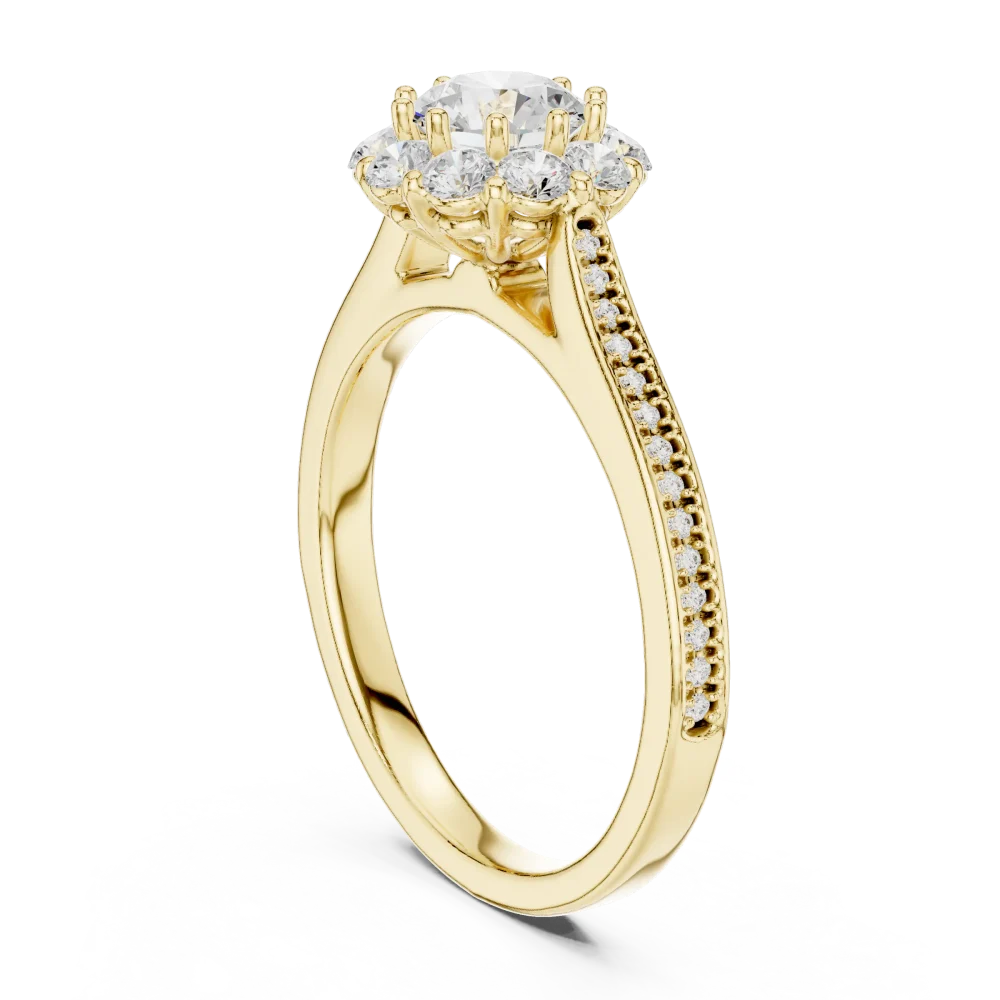 Luminary Round Brilliant Pavé-Set Halo Solitaire Ring - Image 3