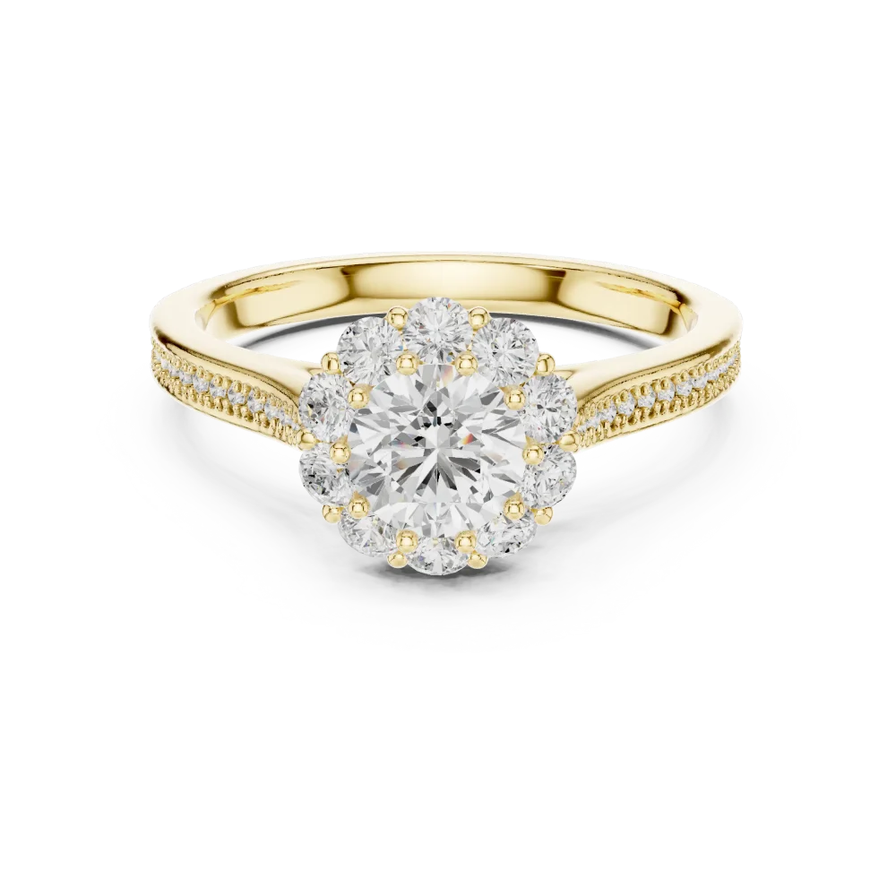 Luminary Round Brilliant Pavé-Set Halo Solitaire Ring - Image 2