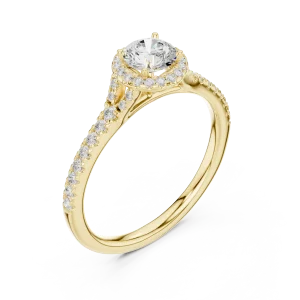 Ethereal Luminary Round Brilliant Pavé-Set Solitaire Ring
