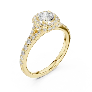 Luminary Round Brilliant Pavé-Set Halo Solitaire Ring