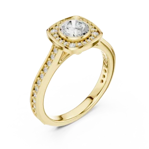 Luminary Round Brilliant Pavé-Set Silhouette Solitaire Ring