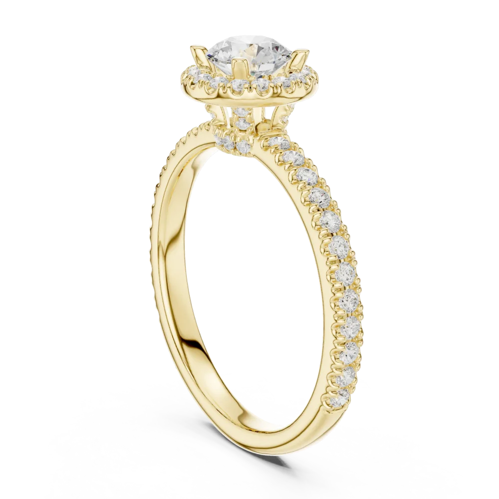 Luminary Round Brilliant Pavé-Set Halo Solitaire Ring - Image 3