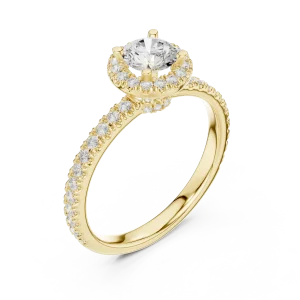 Luminary Round Brilliant Pavé-Set Halo Solitaire Ring