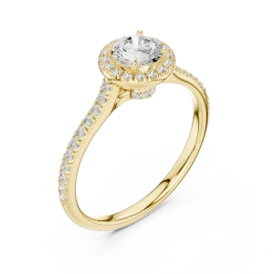 Luminary Round Brilliant Pavé-Set Halo Solitaire Ring