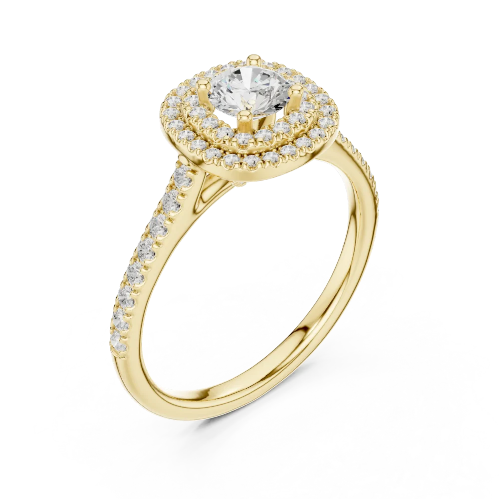 Discover the radiant beauty of this double halo solitaire ring. Featuring exquisite lab-grown DIAMEUR diamonds, shop this modern luxury today.