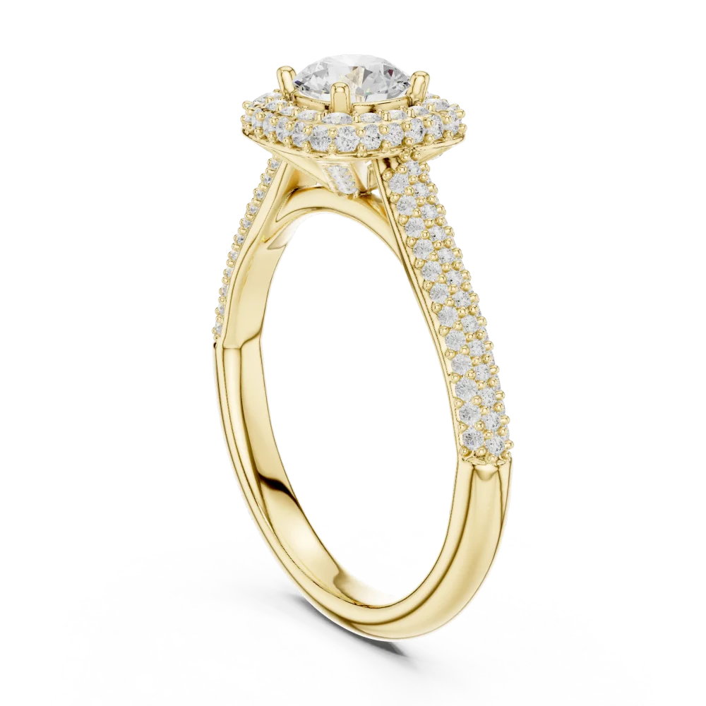 Luminary Round Brilliant Pavé-Set Halo Solitaire Ring - Image 3