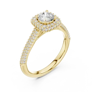 Luminary Round Brilliant Pavé-Set Halo Solitaire Ring