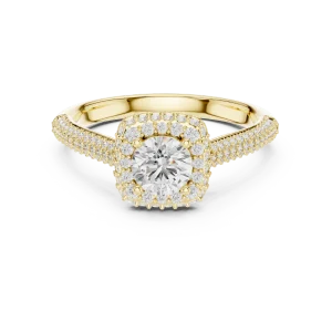 Luminary Round Brilliant Pavé-Set Halo Solitaire Ring - Image 2