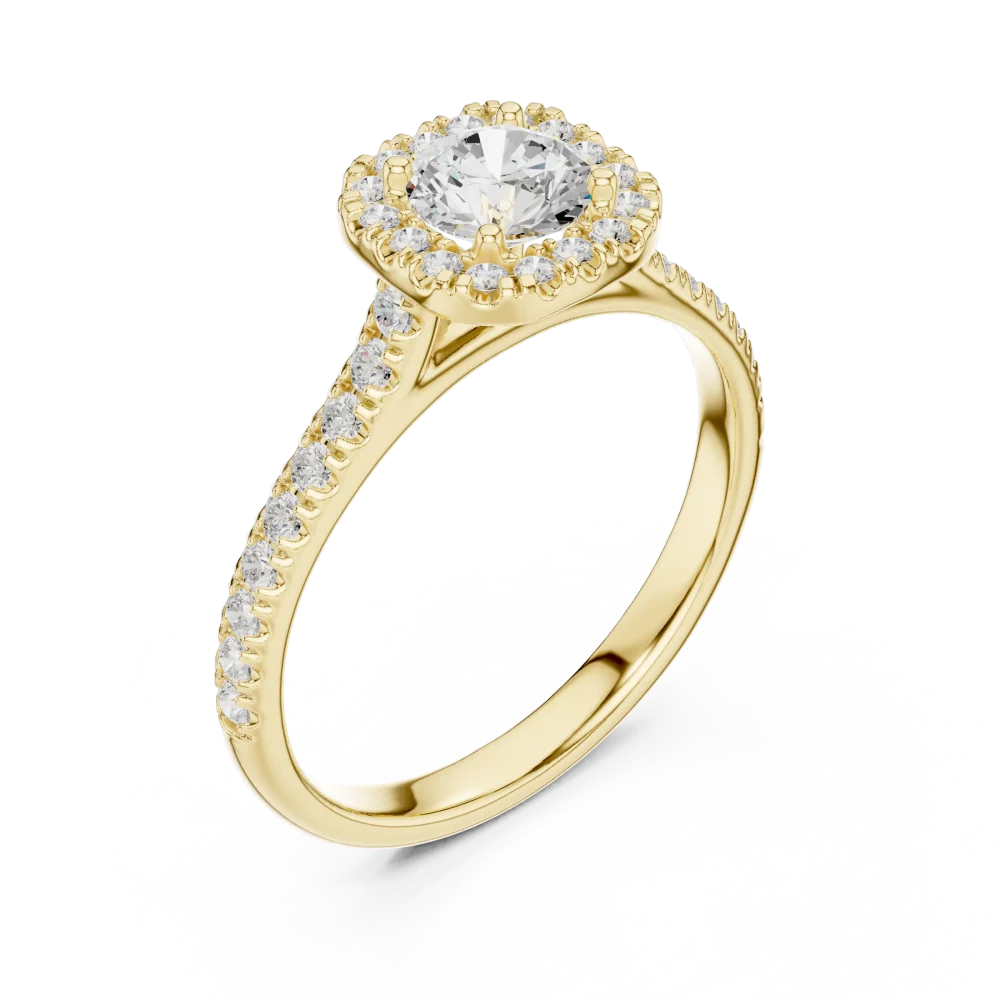 Discover the radiant glow of this halo solitaire ring, featuring a brilliant DIAMEUR diamond. A modern classic for your collection. Shop now.