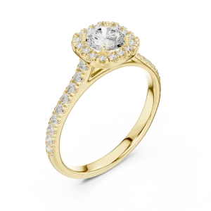 Luminary Round Brilliant Pavé-Set Halo Solitaire Ring