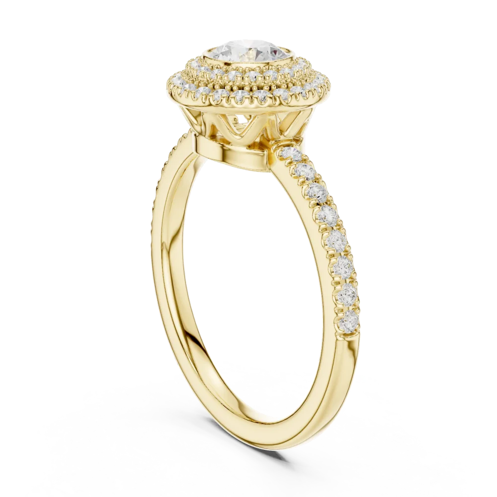 Luminary Round Brilliant Double Halo Solitaire Ring - Image 3