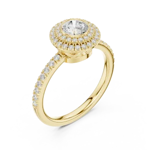 Luminary Round Brilliant Double Halo Solitaire Ring