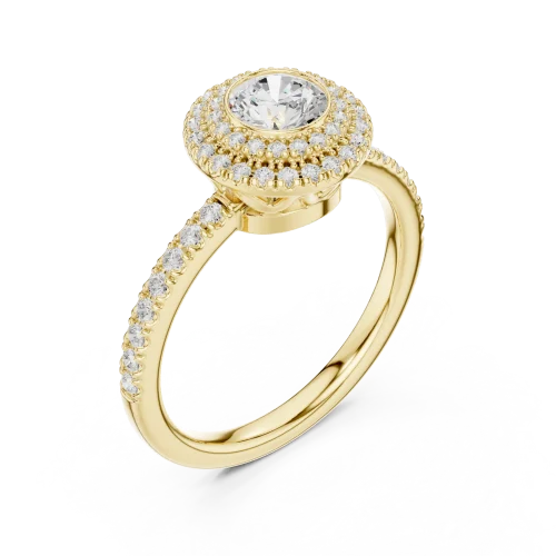 Luminary Round Brilliant Double Halo Solitaire Ring