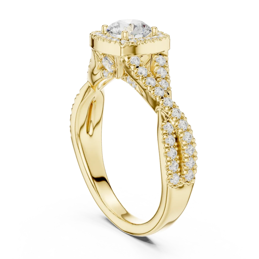 Luminary Round Brilliant Pavé-Set Twisted Solitaire Ring - Image 3