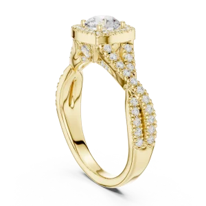 Luminary Round Brilliant Pavé-Set Twisted Solitaire Ring - Image 3