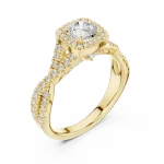 Luminary Round Brilliant Pavé-Set Twisted Solitaire Ring