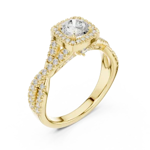 Luminary Round Brilliant Pavé-Set Twisted Solitaire Ring