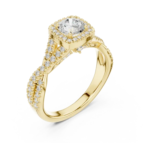Luminary Round Brilliant Pavé-Set Twisted Solitaire Ring