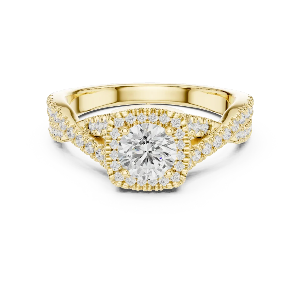 Luminary Round Brilliant Pavé-Set Twisted Solitaire Ring - Image 2